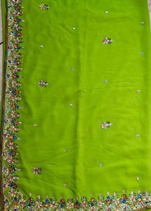Embroidered Green handwork saree