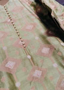 Green Chanderi Silk Zari Woven Design Suit Set
