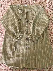 New Beautiful Striped Tie-Front Top