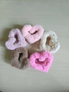 Heart Fuzzy Scrunchies Set