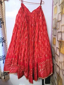 Heavy Red Mirror-Work Lehenga Set