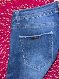 Blue Minimal Knee Ribbed Denim | Size 28-30