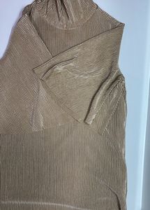 Gold Party Wear Top With Stylish Sleeve