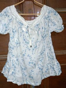 White Cotton Embroidered Top With Sequence