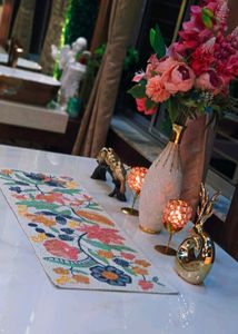 Floral Chini Beads Table Runner