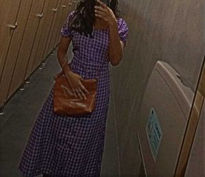 check purple dress