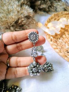 Silver Replica Stone Earrings
