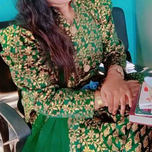 Green & Gold Embroidered Outfit