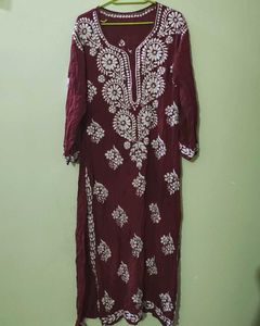 Maroon Chikankari Kurta.