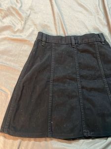 Vintage Black Denim Mini Skirt