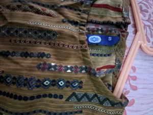 Woven Pattern Top with Flared Sleeves