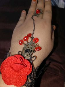 Red Rose Lace Bracelet Ring