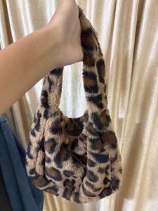 Leopard Print Fuzzy Handbag