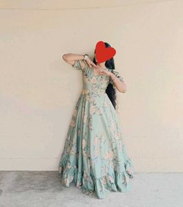 Umbrella Frills Gown With Matching Bow Hair Clip
