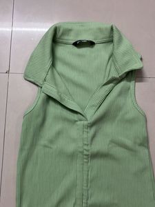 Green Ribbed Top