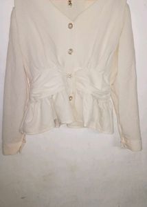 Cream Peplum Blouse
