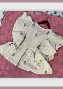 White Designed A-Line Top