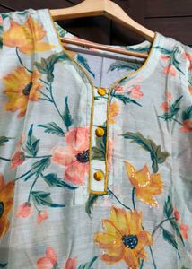 Women Mint Green Colour Floral Printed Kurta Set