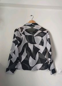 Abstract Sheer Button-Up