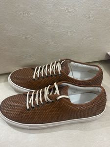 Driscoll Brown Woven Leather Sneakers
