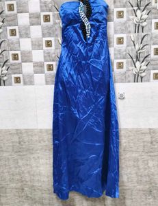 Blue Strapless Maxi Dress