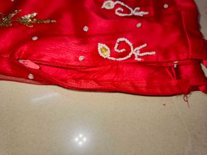 Red Embroidered Lehenga Skirt