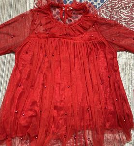 Red Beads Party Wear Top