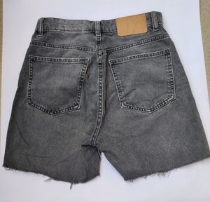 Grey faded denim shorts