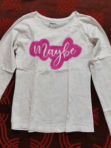 Girls White 'Maybe' Long Sleeve Top