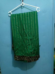 Green Sequin Ethnic Saree