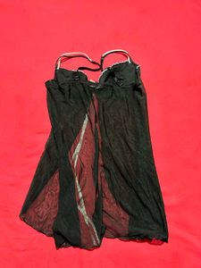 Black Sheer Babydoll Nightwear with Gold