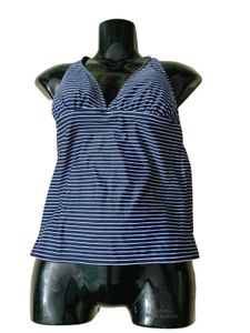 2 Striped Tankini Swimsuit Tops Camisole M&amp;L