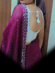 Wine Colour Saree For Farewell, Fastival