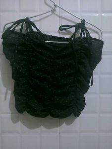 Popwings Black Polka Dot Top For Women