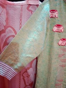 Green Elephant Embroidery Kurta