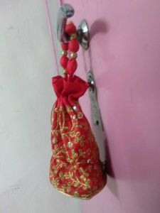 Embroidered Red Pouch