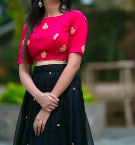 New Black Lehenga &amp; Pink Blouse