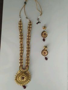 Gold Necklace and Earrings Set