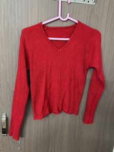 comfy warm woollen Red Knit Top for M &amp;L