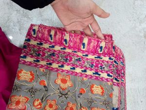 3 piece woolen Floral Kurta Set with shawl