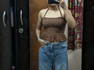 Brown Polka Dot Halter Top