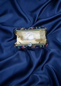 Blue Embroidery Clutch