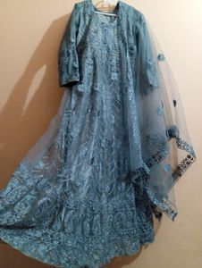 Beautiful Grey Gown And Dupatta