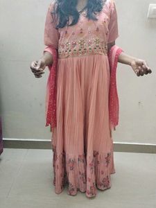 Peach Embroidered Anarkali Dress