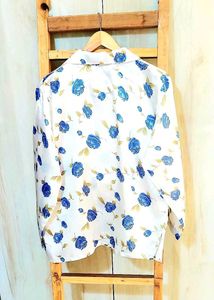 Blue Floral Print Shirt Size-40