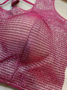 Pink Glitter Sleeveless Blouse