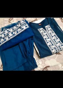 Ocean Blue Kurti Pant Dupatta Sets