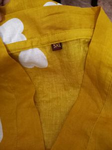 5XL Yellow Heart Print Kurti