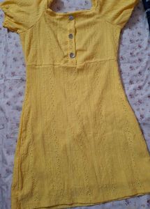 Yellow Mini Embroidered Dress