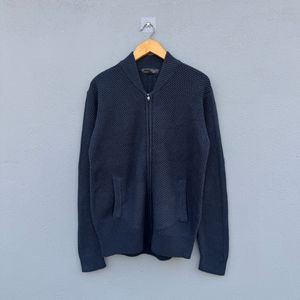 Navy Knit Zip Cardigan